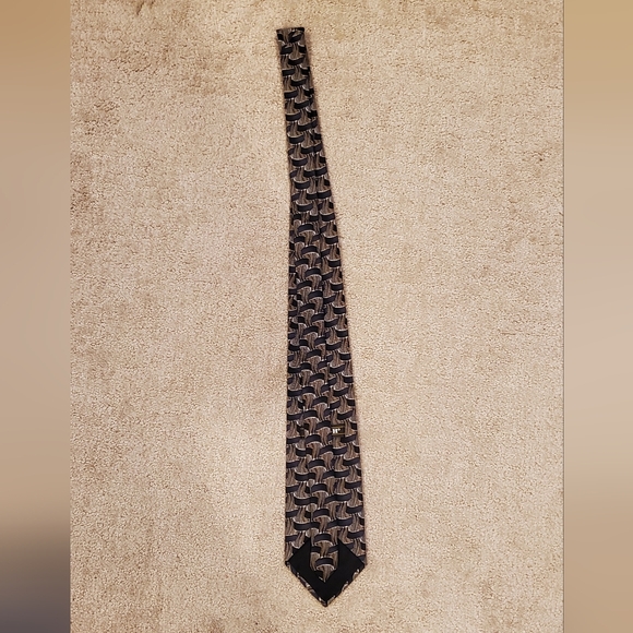 Men's Ketch Black Gray Geometric Necktie Made in Dom. Republic - Picture 2 of 4